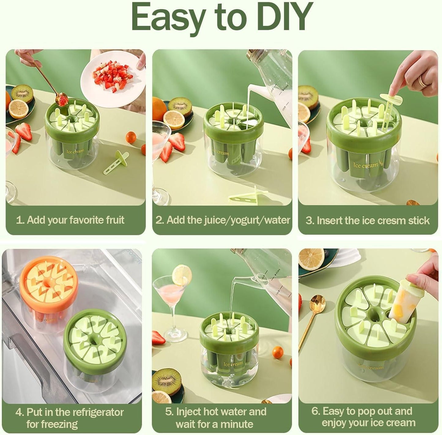 Reusable DIY 8 Pieces Ice Pop Mold